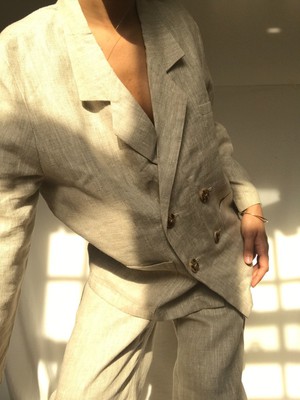 Ethically Made Beige Linen Suit Plain from Fanfare Label