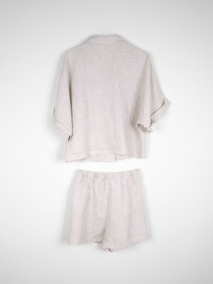 Ethically Made Beige Linen Summer Co-ord Short Set from Fanfare Label