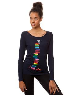 Books Girl Longsleeve navy via FellHerz T-Shirts - bio, fair & vegan