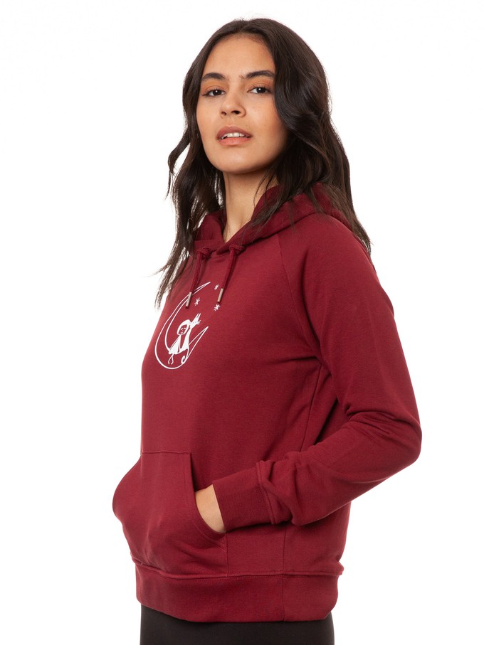 Moon Cat Hoodie burgundy from FellHerz T-Shirts - bio, fair & vegan