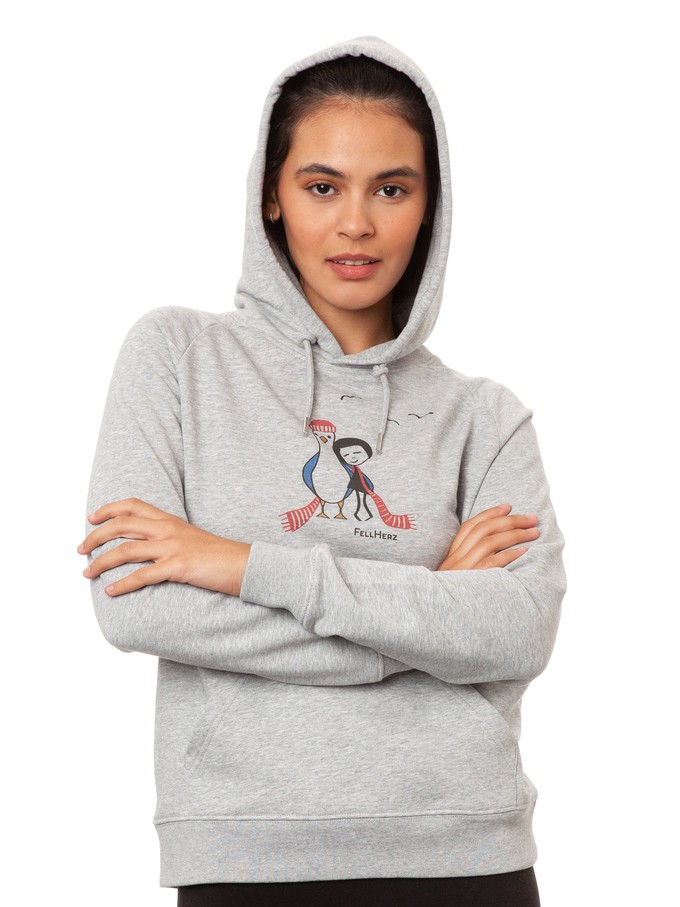 Möwen-Liebe Hoodie heather grey from FellHerz T-Shirts - bio, fair & vegan