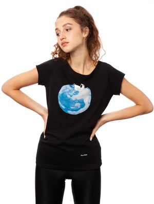 Moon Girl Cap Sleeve black from FellHerz T-Shirts - bio, fair & vegan