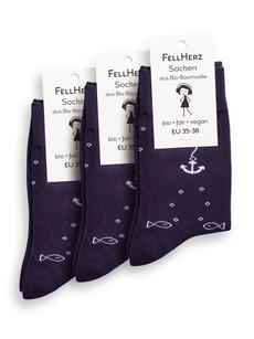 Pack of 3 socks with organic cotton Anker midnight via FellHerz T-Shirts - bio, fair & vegan