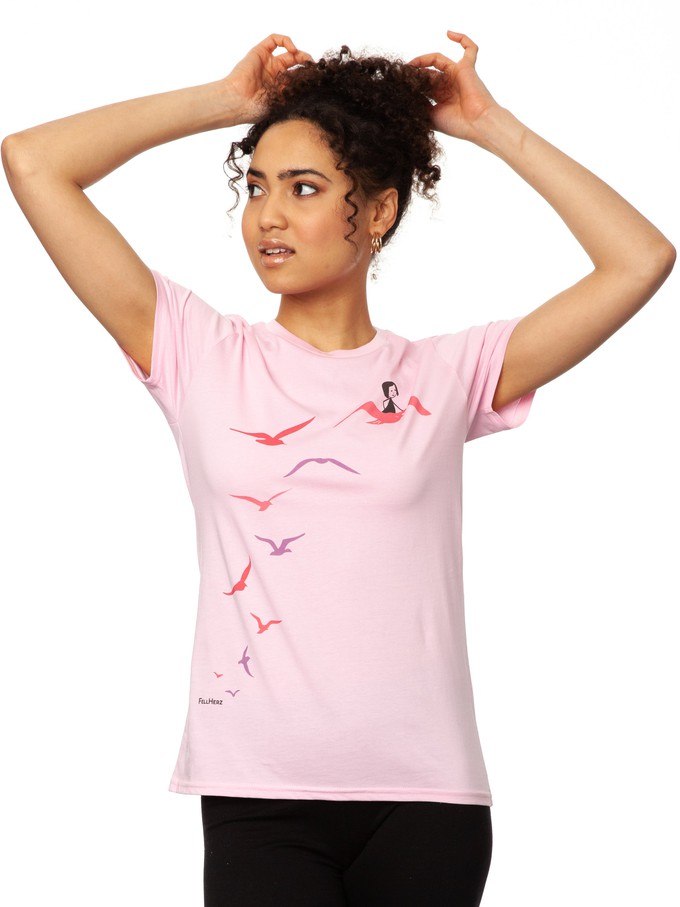 Seagull Flight T-Shirt pink from FellHerz T-Shirts - bio, fair & vegan