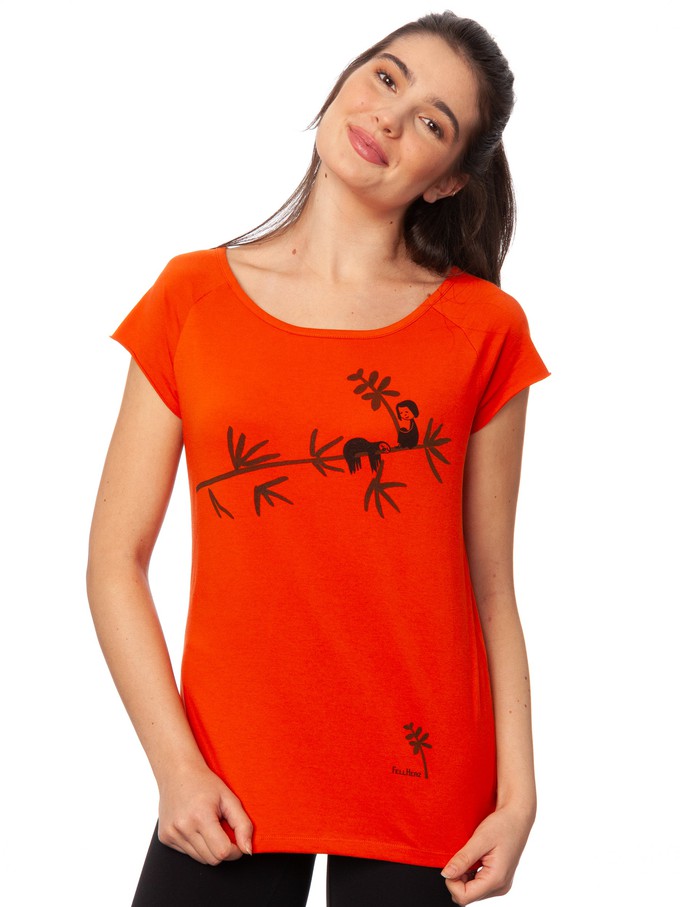 Sloth Cap Sleeve koi orange from FellHerz T-Shirts - bio, fair & vegan