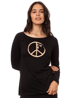 Raglan Longsleeve Peace black from FellHerz T-Shirts - bio, fair & vegan