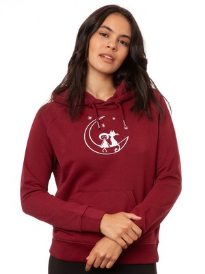 Moon Cat Hoodie burgundy from FellHerz T-Shirts - bio, fair & vegan