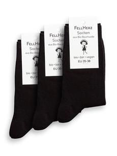 Pack of 3 socks with organic cotton black via FellHerz T-Shirts - bio, fair & vegan