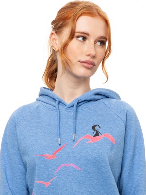 Seagull Flight Hoodie blue melange from FellHerz T-Shirts - bio, fair & vegan