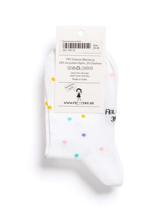 Pack of 3 socks with viscose (made of bamboo cellulose) confetti white from FellHerz T-Shirts - bio, fair & vegan