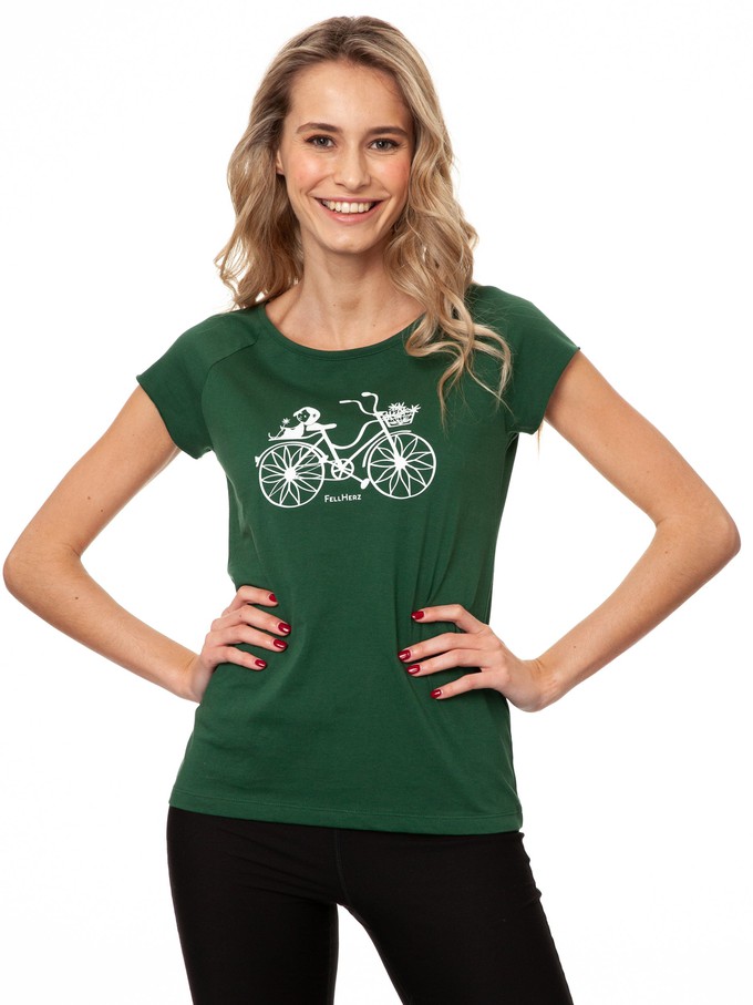 Fahrrad-Mädchen Cap Sleeve scarab green from FellHerz T-Shirts - bio, fair & vegan