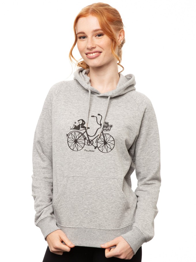 Fahrrad-Mädchen Hoodie Heather Grey from FellHerz T-Shirts - bio, fair & vegan