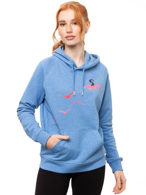 Seagull Flight Hoodie blue melange from FellHerz T-Shirts - bio, fair & vegan