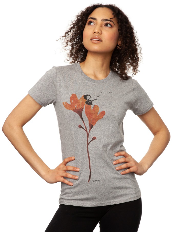 Guitar girl t-shirt melange grey from FellHerz T-Shirts - bio, fair & vegan