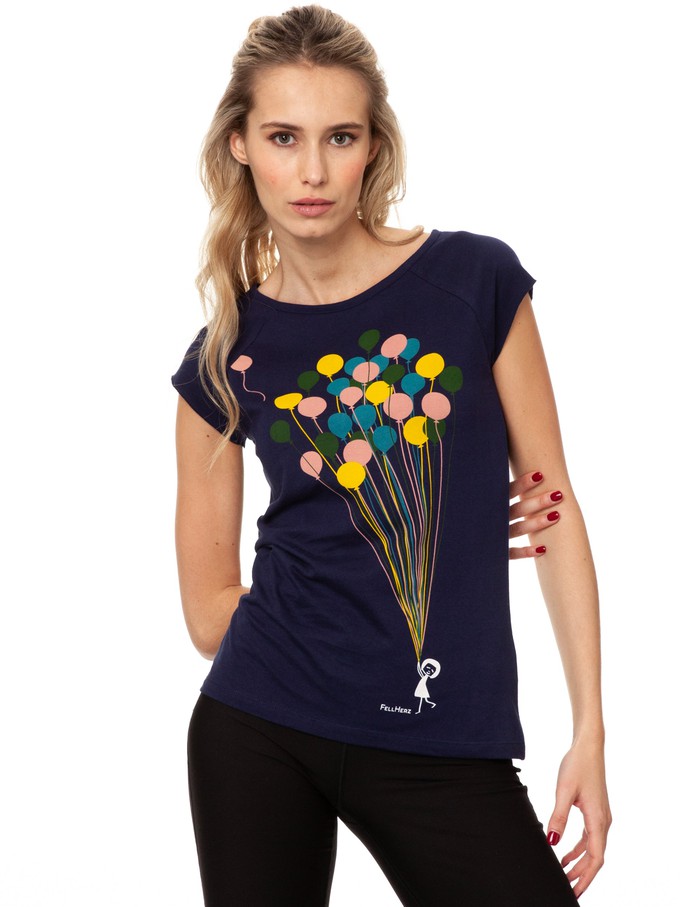 Balloons Girl Cap Sleeve midnight from FellHerz T-Shirts - bio, fair & vegan