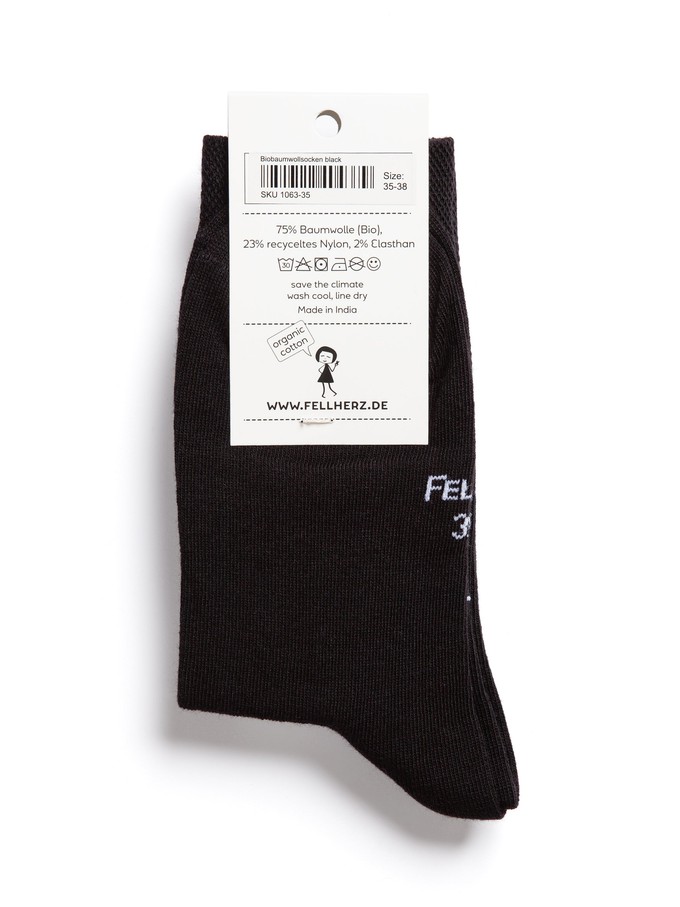 Pack of 6 thick and thin socks with organic cotton mix black from FellHerz T-Shirts - bio, fair & vegan