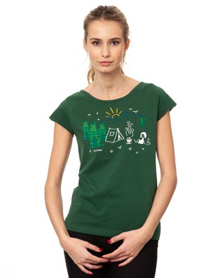 Camping Girl Cap Sleeve scarab green from FellHerz T-Shirts - bio, fair & vegan