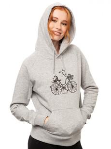Fahrrad-Mädchen Hoodie Heather Grey via FellHerz T-Shirts - bio, fair & vegan