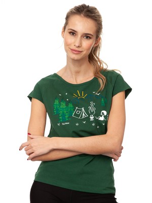 Camping Girl Cap Sleeve scarab green from FellHerz T-Shirts - bio, fair & vegan