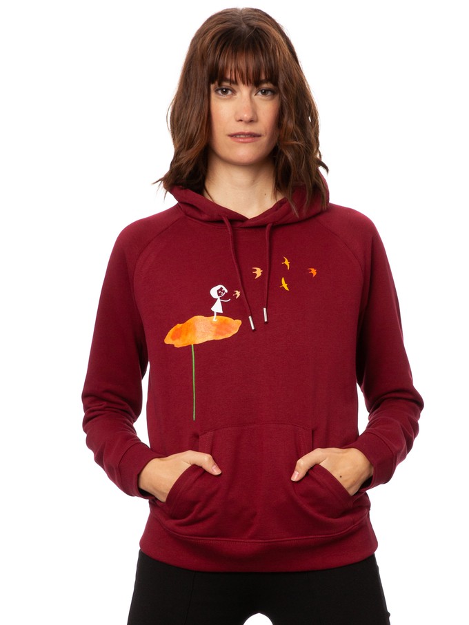 Swallow train hoodie burgundy from FellHerz T-Shirts - bio, fair & vegan