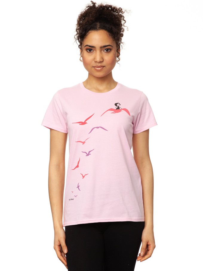 Seagull Flight T-Shirt pink from FellHerz T-Shirts - bio, fair & vegan