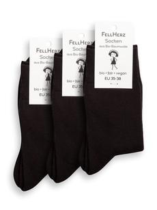 Pack of 3 warm, cuddly socks with organic cotton, black via FellHerz T-Shirts - bio, fair & vegan
