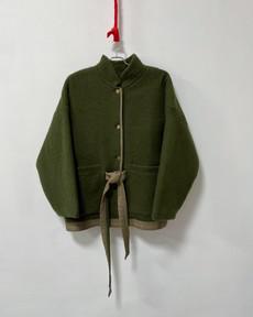 Our "OLIVE GROVE"  wool Blanket Made COAT - L (Fit M/L) via Fitolojio Workshop