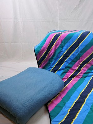 The "STRIPES SKY BLUE" Blankets Made Collar COAT - M from Fitolojio Workshop