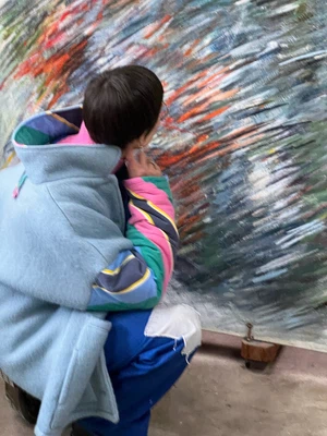 Our "STRIPES SKY BLUE" Blankets Made Collar COAT - M from Fitolojio Workshop Our "STRIPES SKY BLUE" Blankets Made Collar COAT - M from Fitolojio Workshop