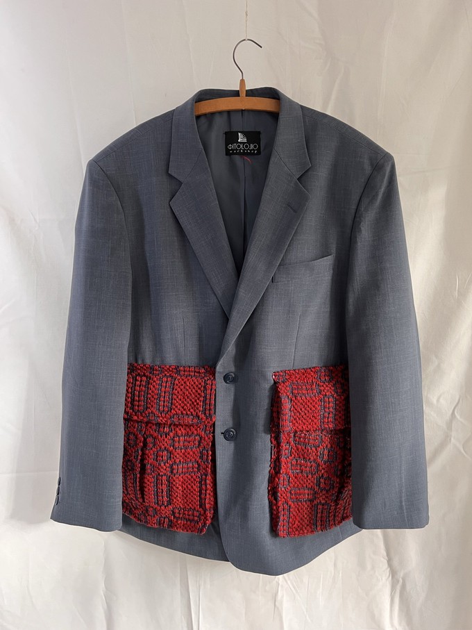 The “BLUE GREY - RED” Beautified/Edited Blazer - One Size from Fitolojio Workshop