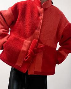 Our "RED WINTER ORCHID"  wool Blanket Made COAT - M (Fit S/M) via Fitolojio Workshop