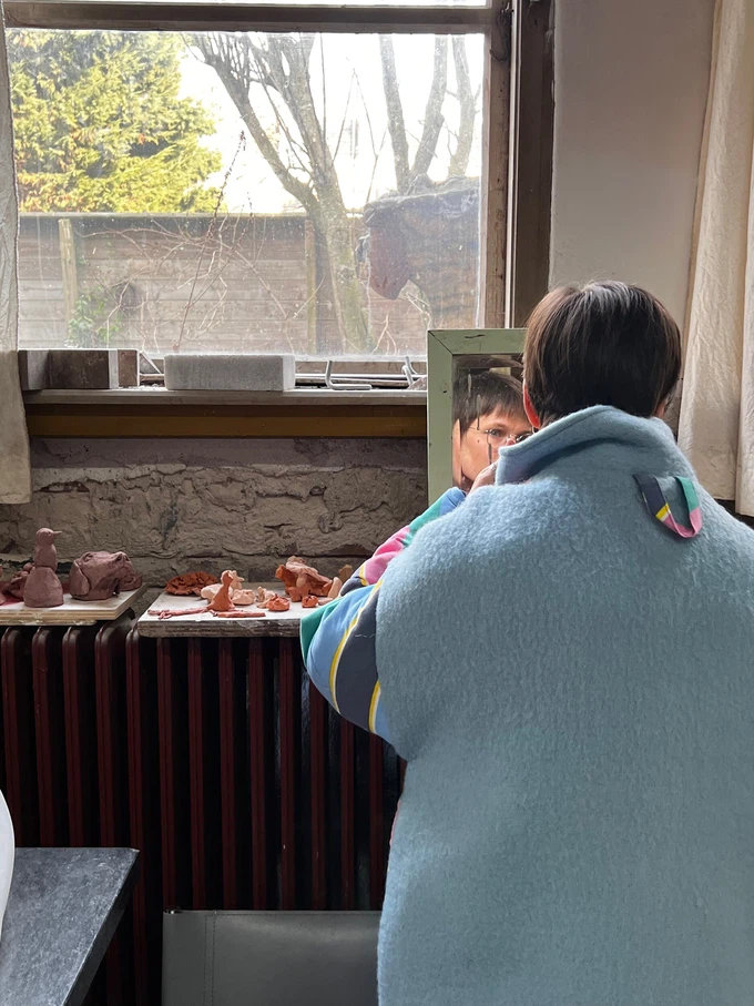 Our "STRIPES SKY BLUE" Blankets Made Collar COAT - M from Fitolojio Workshop Our "STRIPES SKY BLUE" Blankets Made Collar COAT - M from Fitolojio Workshop