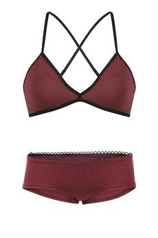 Set: Bio bra + hipster panties, aubergine van Frija Omina