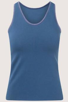 Organic tank indico + grey dots via Frija Omina