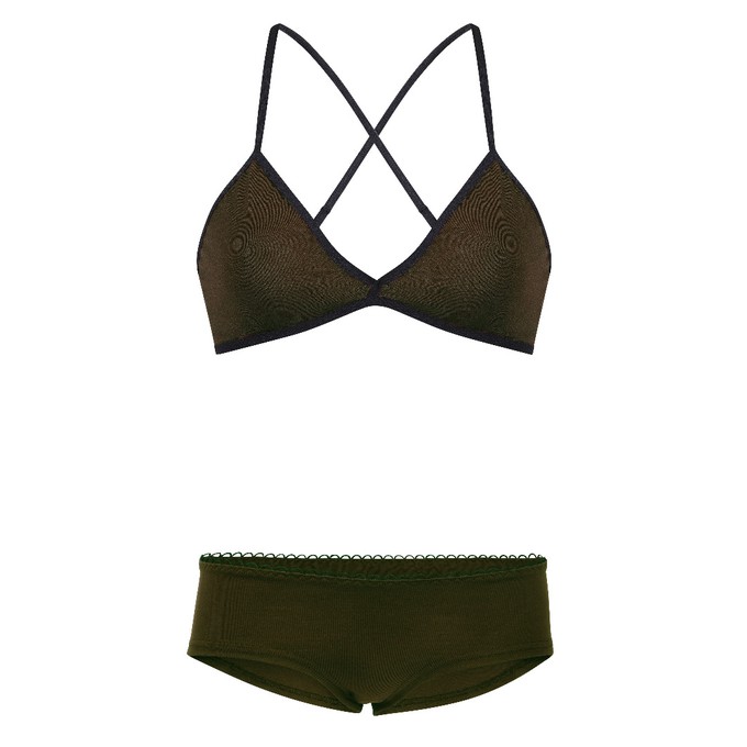 Set: Bio bra + hipster panties, brown from Frija Omina