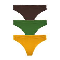 Set of 3 Organic thong Pur Field: Brown, verde, saffron van Frija Omina