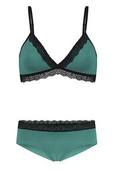 Set: Bio bra + hipster panties  Spitze, smaragd van Frija Omina