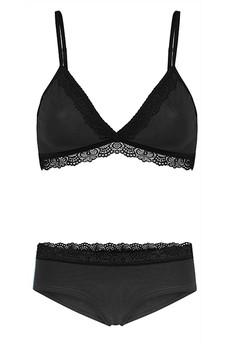 Set: Bio bra + hipster panties Spitze, black van Frija Omina