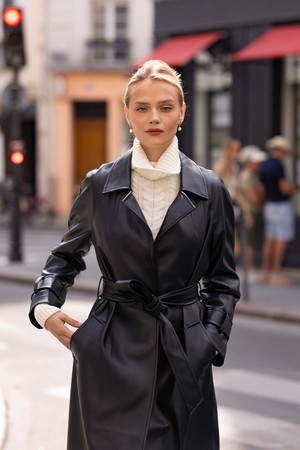 Nadine Faux Leather Trench Coat from GAÂLA