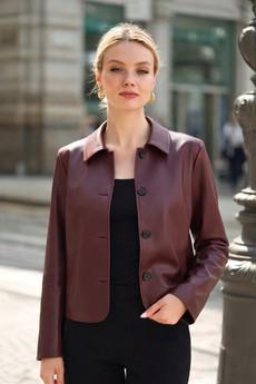 Sylvie Faux Leather Short Coat via GAÂLA