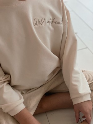 Oversized sweater met tekst – Ecru from Glow - the store