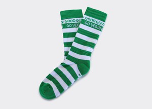 "Striped" crew socks | GREEN/WHITE and BLACK/YELLOW from Good Guys Go Vegan