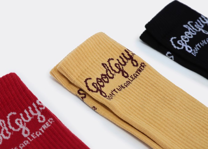 "Good Guys" crew socks | BLACK/LEMON/RED from Good Guys Go Vegan