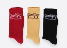 "Good Guys" crew socks | BLACK/LEMON/RED via Good Guys Go Vegan