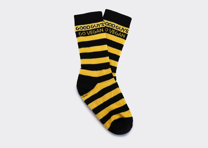 "Striped" crew socks | GREEN/WHITE and BLACK/YELLOW from Good Guys Go Vegan