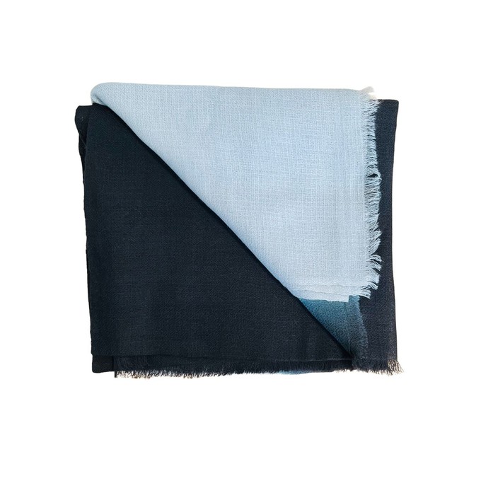 Unisex Featherlight Grey Black Wool Silk Scarf from Heritage Moda