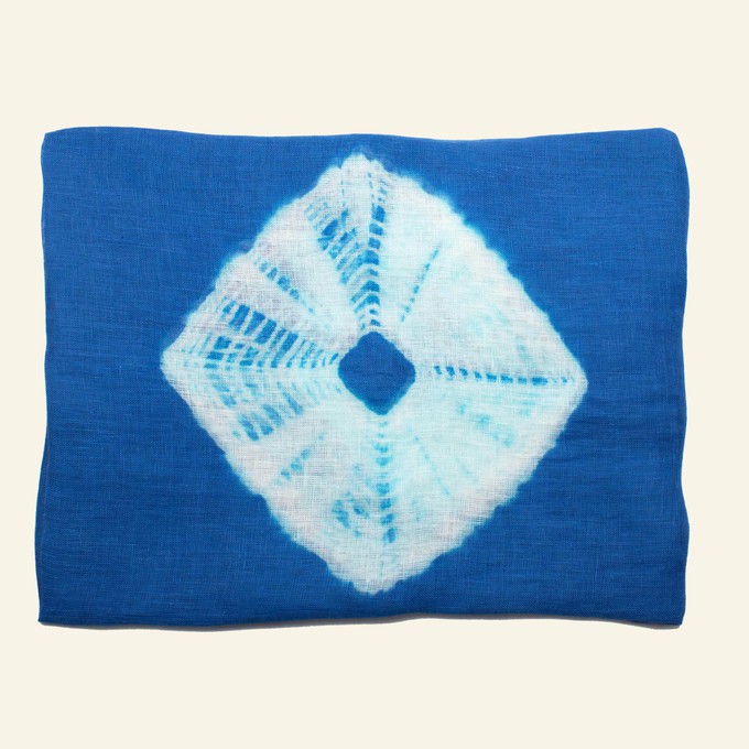 Marrakech Blue Tie-Dye Linen Scarf from Heritage Moda