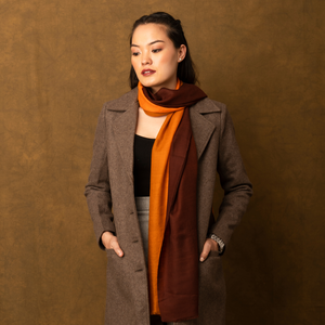 Orange Brown Ombré Cashmere Scarf from Heritage Moda