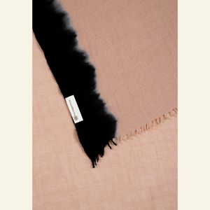Handwoven Wool-Silk Scarf – Sand & Black Ombré  Wrap for All Seasons from Heritage Moda