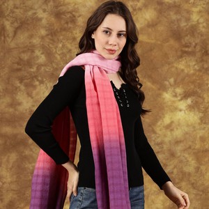 Handwoven Ombré Purple Pink Pure Wool Scarf from Heritage Moda
